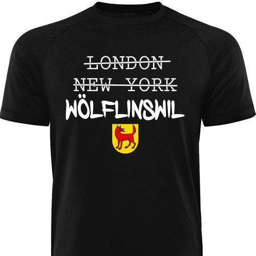 5063 WÖLFLINSWIL - London, New York, Wölflinswil, schwarz, Herrenshirt