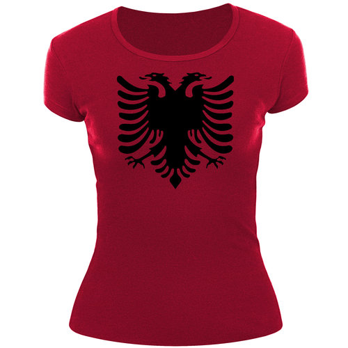Frauenshirt-ALBANIEN, rot/schwarz