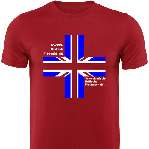 Männershirt-ENGLAND, Swiss-Britsh Friendship, rot