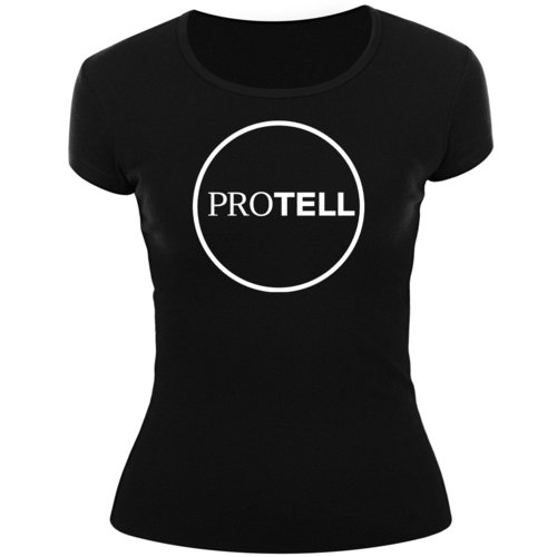 Frauenshirt-PROTELL-LOGO, Frontdruck, schwarz