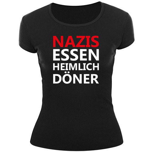 Frauenshirt - NAZIS ESSEN HEIMLICH KEBAB, schwarz